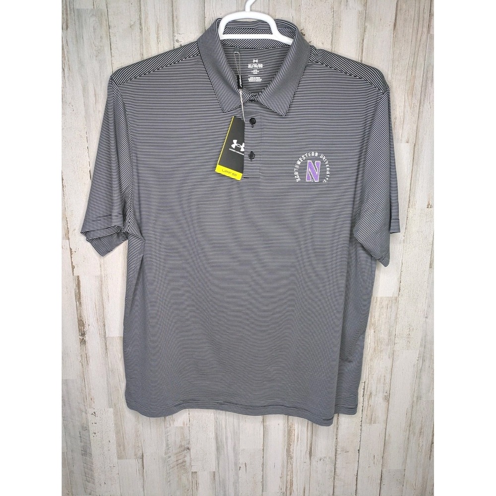 NEW Under Armour Northwestern Wildcats Golf Polo Shirt Men's XL Loose Fit UPF 50